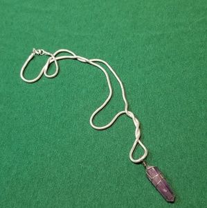 Amethyst Wire Wrapped Stone 24" Snake Chain